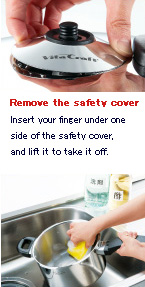 Remove the safety cover：Insert your finger under one side of the safety cover, and lift it to take it off.