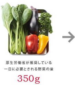 厚生労働省が推奨している一日に必要とされる野菜の量350g