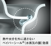 熱や水分を外に逃がさないベイパーシール（水蒸気の膜）効果