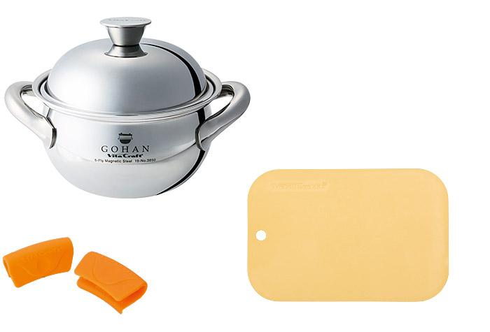 【新生活2026】ごはん鍋 + 抗菌まな板 ベージュ セット