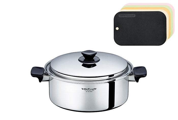 【SALE】Sシリーズ 両手鍋 5.5L + 抗菌まな板 セット