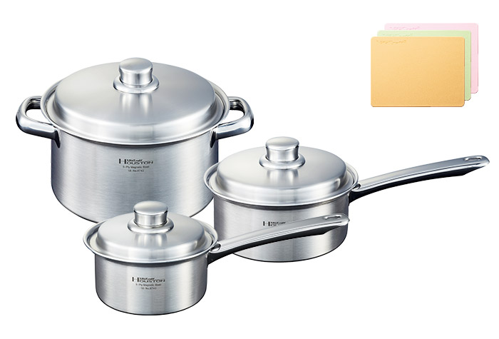 【SALE】ヒューストン 鍋3点 + 抗菌まな板 小 セット