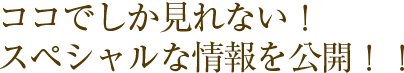 ココでしか見れない！スペシャルな情報を公開！！